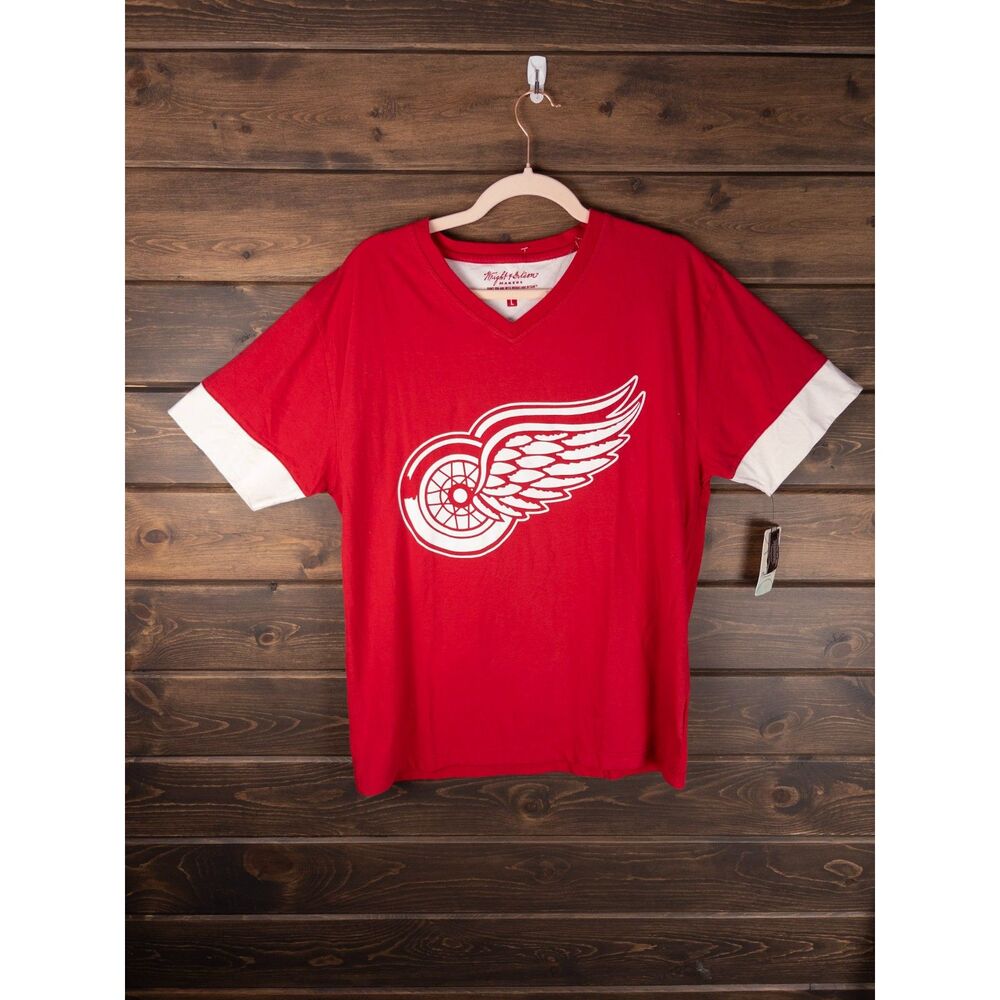 Wright & Ditson Detroit Red Wings V-Neck T-Shirt Red Size Large NWT